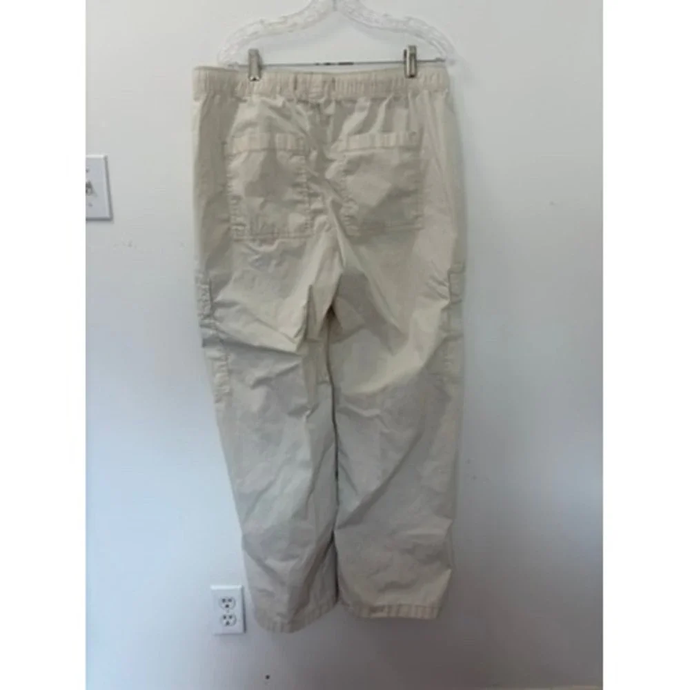 Hollister Adjustable Rise Baggy Cargo Pants Cream Off White Mens XL Wide Leg